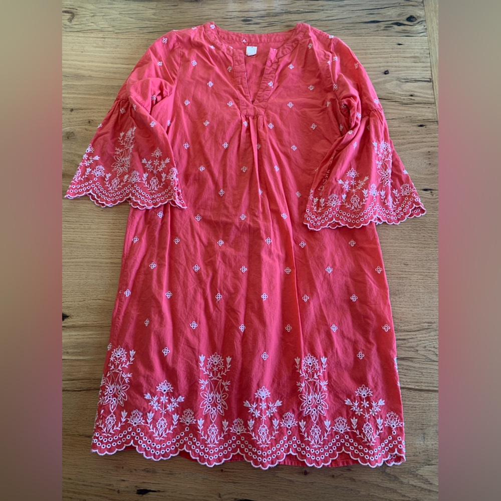 Gap Eyelet Scalloped Tunic Coral Bell Sleeve‎ Top Women’s Small Tall Preloved